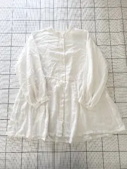 ◇ ⊂ SM2 サマンサ モスモス コットン リネン混 切替 長袖 チュニック シャツ サイズF ホワイト系 レディース E  【1508060013903】