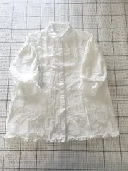 ◇ ⊂ merry jenny メリージェニー フリル 七分袖 チュニック シャツ サイズF ホワイト系 レディース E  【1508060013804】