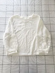 ◇ Θ ketty cherie ケティシェリー レーススリーブ 切替 七分袖 プルオーバー サイズF ホワイト系 レディース メンズ E  【1508060014122】