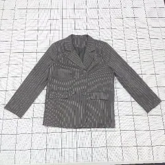 ◇ Θ Ada. エイダ ストライプ 長袖 ダブルボタン ジャケット サイズS ダークグレー ホワイト系 レディース メンズ E  【1508060014115】