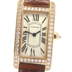 極美品】カルティエ タンクルイSM アリゲーターベルトブラウン 金無垢