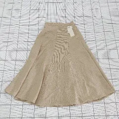 ◇ ⊂ 未使用 grove グローブ タグ付き ロング フレア スカート サイズM ベージュ系 レディース E  【1508060014436】