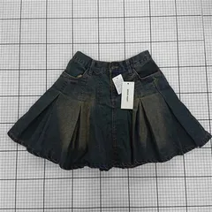 ◇ Θ 未使用 MONO-MART モノマート タグ付き ミニ プリーツ デニム スカート サイズF インディゴブルー レディース E  【1508060014467】