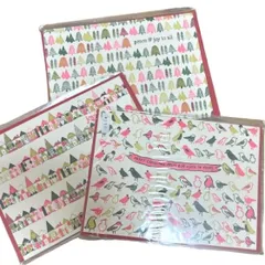 クリスマスカード グリーティングカード 3種セット 赤 鳥 家 もみの木 北欧風 切り絵風 メッセージカード 冬 雪景色 美品 おしゃれ かわいい 上品 高級感 プレゼント 飾り デコレーション 季節感 ギフト