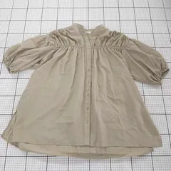 ◇ ⊂ Samansa Mos2 blue サマンサモスモス ブルー ロング丈 五分袖 シャツ サイズF ライトカーキ系 レディース E  【1508260055451】