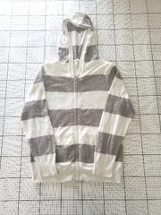 ◇ Θ gelato pique ジェラートピケ ルームウェア ボーダー柄 長袖 ジップアップ パーカー サイズF グレー系 レディース E  【1508260055406】