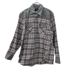 Wrangler 長袖 チェックシャツ XLT グレー レッド ラングラー ウエスタンシャツ スナップボタン 胸ポケット コットン100% 春物 a711-5127