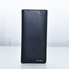 PRADA ネイビー レザー メンズ 長財布 9124 - メルカリ