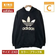 adidas　パーカー　フーディ　プルオーバー　裏起毛　プリント　トレフォイルロゴ　3STREIFEN THERAND　スポーツ　古着