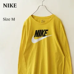 【USED】NIKE ナイキ ロングスリーブTシャツ イエロー メンズM ビッグロゴ スウッシュ