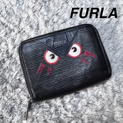 FURLA フルラ カードケース 名刺入れ ラウンドファスナー レザー ブラック