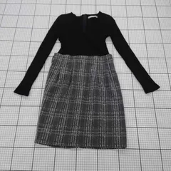 ◇ ⊇ ROYAL PARTY ロイヤルパーティー ドッキング 長袖 ミニ丈 ワンピース サイズF ブラック系グレー系 レディース E  【1508260060202】