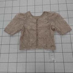 ◇ ⊂ 未使用 CPCM シーピーシーエム フラワーデザイン 半袖 カーディガン サイズF ベージュ系 レディース E  【1508260060929】