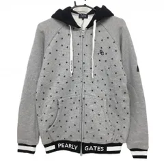 【美品】パーリーゲイツ スウェットパーカー グレー×黒 身頃星柄 裏起毛  メンズ 4(M) ゴルフウェア PEARLY GATES