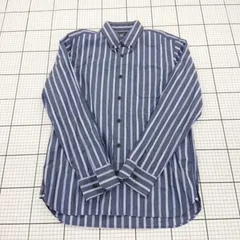 ◇ Θ COMME CA COMMUNE コムサコミューン ボタンダウン 長袖 シャツ サイズL ネイビー系ブルー系 メンズ E  【1508260061032】