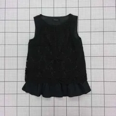◇ ⊂ QUEENS COURT クイーンズコート レース ノースリーブ トップス カットソー サイズ2 ブラック系 レディース E  【1508260061612】のサムネイル