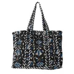 ミニトートバッグ　ブロックプリント　コットンキルト　E