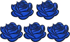 ドナリー ワッペン アイロン 2枚セット バラ 薔薇 アップリケ 刺繍 ハンドメイド 手芸 DIY リメイク 補修 (ブルー / 5枚入り)
