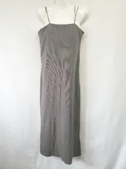 ◇ ⊂ セレクトモカ バックスリット リブニット ロング キャミソールワンピース サイズF グレー系 レディース E  【1508260063562】