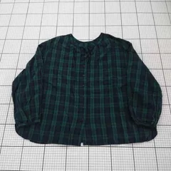 ◇ Θ SM2 サマンサ モスモス チェック柄 長袖 シャツ ブラウス サイズF グリーン ネイビー系 レディース E  【1508260063807】