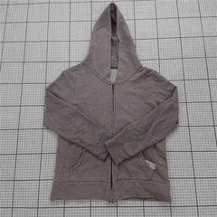 ◇ Θ MUJI 無印良品 ムジルシ ボーダー柄 長袖 ジップアップ パーカー サイズM グレージュ ホワイト系 レディース E  【1508260063982】