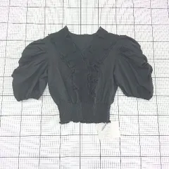 ◇ 未使用 ⊂ Favorite フェイバリット フリル 五分袖 カットソー サイズF ブラック系 レディース E  【1508260065498】