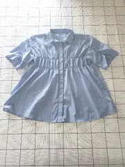 ◇ Θ LEPSIM レプシィム ストライプ柄 半袖 チュニック シャツ サイズF ブルー系 レディース E  【1508260065672】