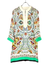 美品 38 ETRO エトロ シルクペイズリーワンピース 38 ホワイトマルチカラー  【値下げ交渉歓迎】のサムネイル