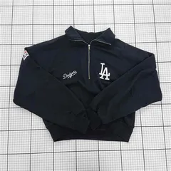 ◇ ⊆ Genuine Merchandise ロサンゼルス ドジャース ハーフジップ 長袖 トレーナー サイズF ネイビー系 レディース E  【1508260065931】