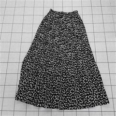 ◇ Θ classicalelf クラシカルエルフ レオパード ヒョウ柄 ロング丈 プリーツ スカート サイズLL ブラック系 レディース E  【1508260066242】