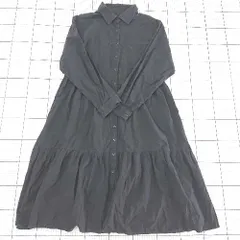 ◇ Θ HOTPING ホットピング 長袖 膝下丈 ティアード シャツ ワンピース ブラック系 レディース E  【1508270001226】