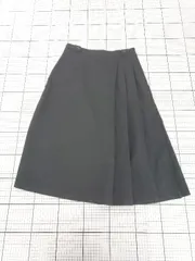 ◇ ⊇ GU ジーユー サイドプリーツ 膝下丈 フレア スカート サイズL ブラック系 レディース E  【1508270001523】