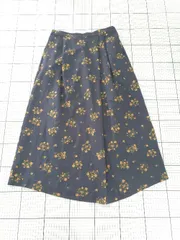 ◇ Θ GLOBAL WORK グローバルワーク 花柄 膝下丈 フレア スカート サイズL ネイビー系 マルチ レディース E  【1508270001417】