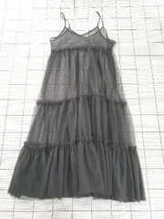 ◇ ⊂ FRIFUL フリフル シアー ロング ティアード チュール キャミソールワンピース サイズXL ブラック系 レディース E  【1508270001363】