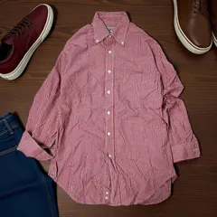 UNITED ARROWS BLUE LABEL  ユナイテッドアローズ ブルーレーベル　メンズ　長袖　シャツ　チェック柄　ギンガムチェックシャツ　赤　M