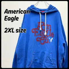 AMERICAN EAGlE パーカー トップス ブルー メンズ 2XLサイズ 古着