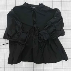 ◇ ⊂ ZARA ザラ 異素材 切替 ペプラム 長袖 チュニック ブラウス サイズEUR M USA M MEX 28 ブラック系 レディース E  【1508270002490】