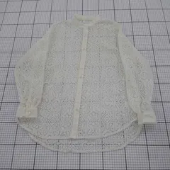 ◇ ⊂ continuer de NICE CLAUP レース シアー バンドカラー 長袖 シャツ ブラウス サイズF アイボリー系 レディース E  【1508270002643】