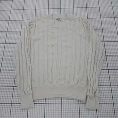 ◇ ⊇ GLOBAL WORK グローバルワーク コットン混 長袖 ケーブルニット セーター サイズM ホワイト系 メンズ E  【1508270003145】