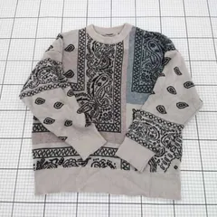 ◇ ⊇ OSMOSIS オズモーシス ペイズリー柄 ジャガード 長袖 プルオーバー ニット サイズONE グレー系 マルチ レディース E  【1508270003657】