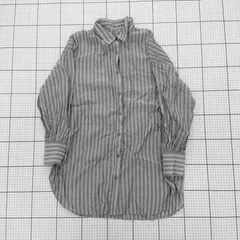 ◇ ⊂ PAGEBOY ページボーイ ストライプ 長袖 シアー シャツ サイズF グレー系 レディース E  【1508270005156】