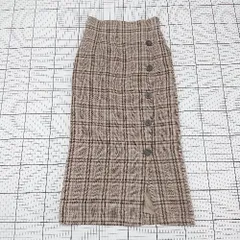 ◇ ⊇ SENSE OF PLACE センス オブ プレイス チェック ロング丈 タイト スカート サイズS ブラウン系 マルチ レディース E  【1508270005255】