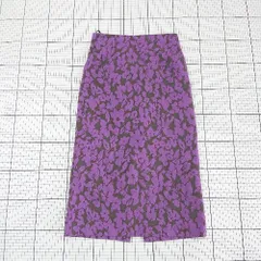◇ ⊇ ROPE PICNIC フラワー ジャガード 膝下丈 タイト スカート サイズ38 パープル系 ブラウン系 レディース E  【1508270005248】