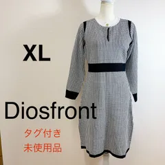 【タグ付き未使用品】Diosfront ディオスフロント千鳥子柄ニットワンピース ニット ワンピース ミディ丈 千鳥格子 モノトーンコーデ 秋冬コーデ きれいめワンピース 長袖ワンピース 大人可愛い オフィスコーデ デートコーデ XL
