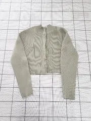 ◇ ⊆ mystic ミスティック ショート丈 長袖 カーディガン サイズF ライトカーキ系 レディース E  【1508270006191】