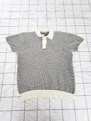 ◇ Θ ZARA ザラ 総柄 半袖 ニット ポロシャツ サイズL ブラック系 レディース E  【1508270006160】