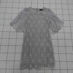 ◇ Θ CUI YING スイエイ レース 半袖 膝丈 ドレス ワンピース サイズL グレー系 レディース E  【1508270006313】