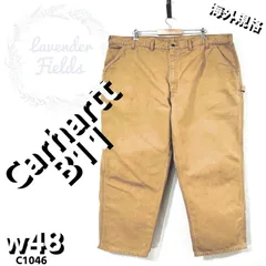 カーハートペインターパンツC1046大きいサイズCarharttレザー革ロゴw48アメリカ古着