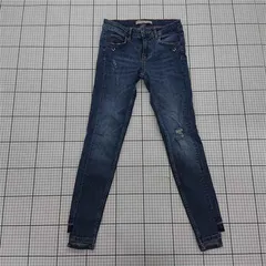 ◇ Θ ZARA BASIC ザラ ベーシック ダメージ スキニー パンツ サイズ34 ブルー系 レディース E  【1508270007174】