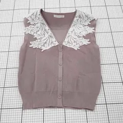 ◇ Θ NICE CLAUP ナイスクラップ レース ニット ベスト サイズF くすみピンク系 レディース E  【1508270007402】